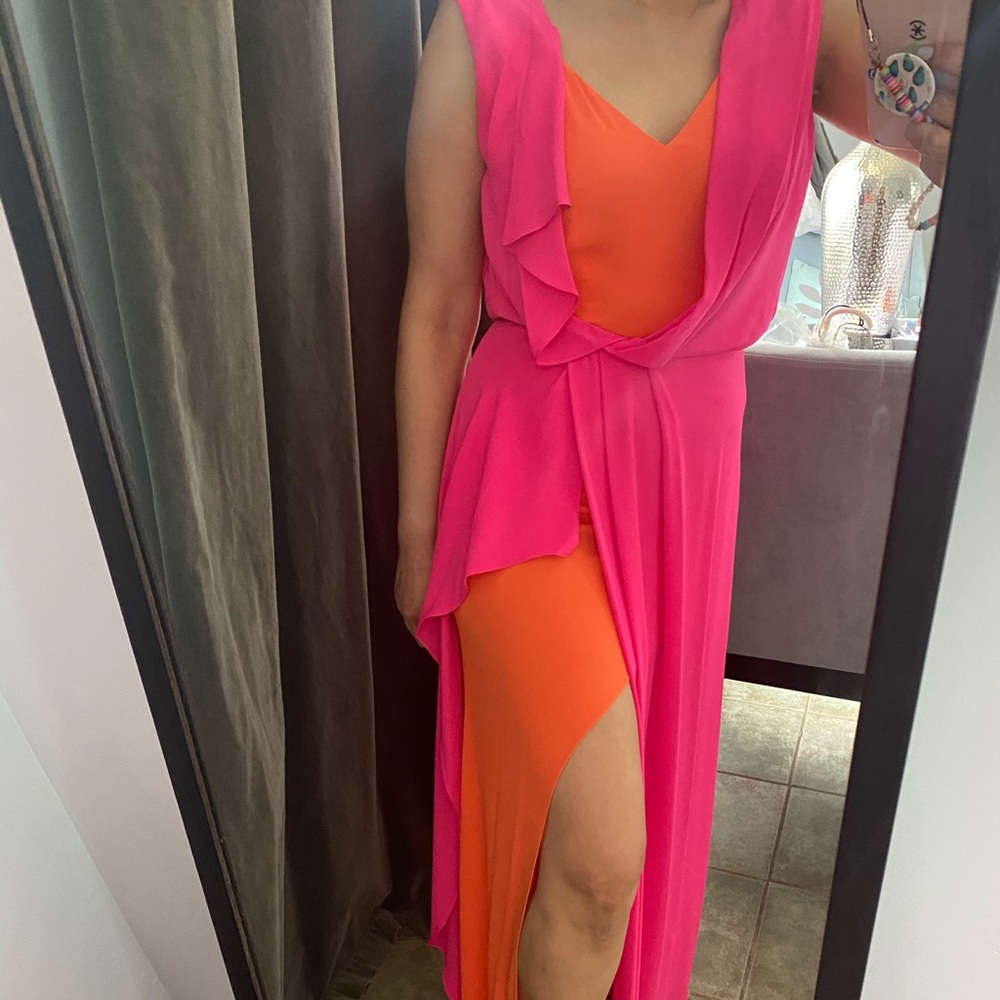 Bcbg MaxAzria long dress pink and orange size xxs
